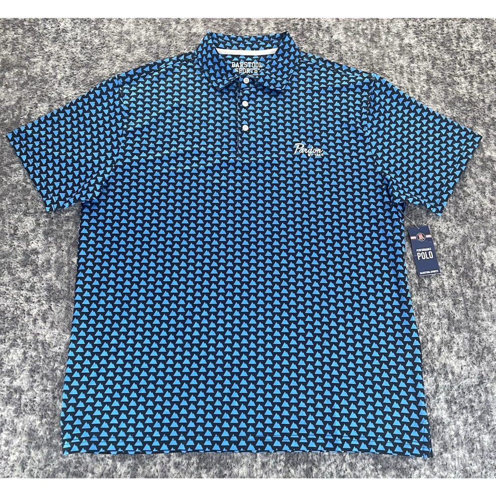Barstool Sports Performance Polo Shirt Men's 2XL Pardon My Take Blue Mountains